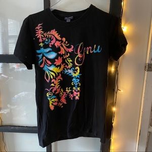 GNU Black Tee with Colorful Design